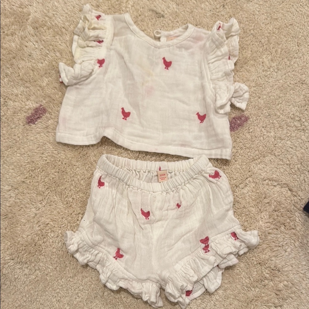 Pink Chicken White and Red Kids Matching Set